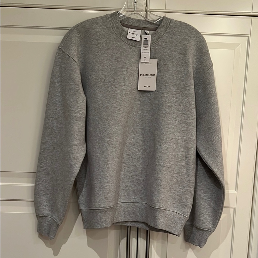 Aritzia Gray Crewneck Sweater with Ribbed Details
